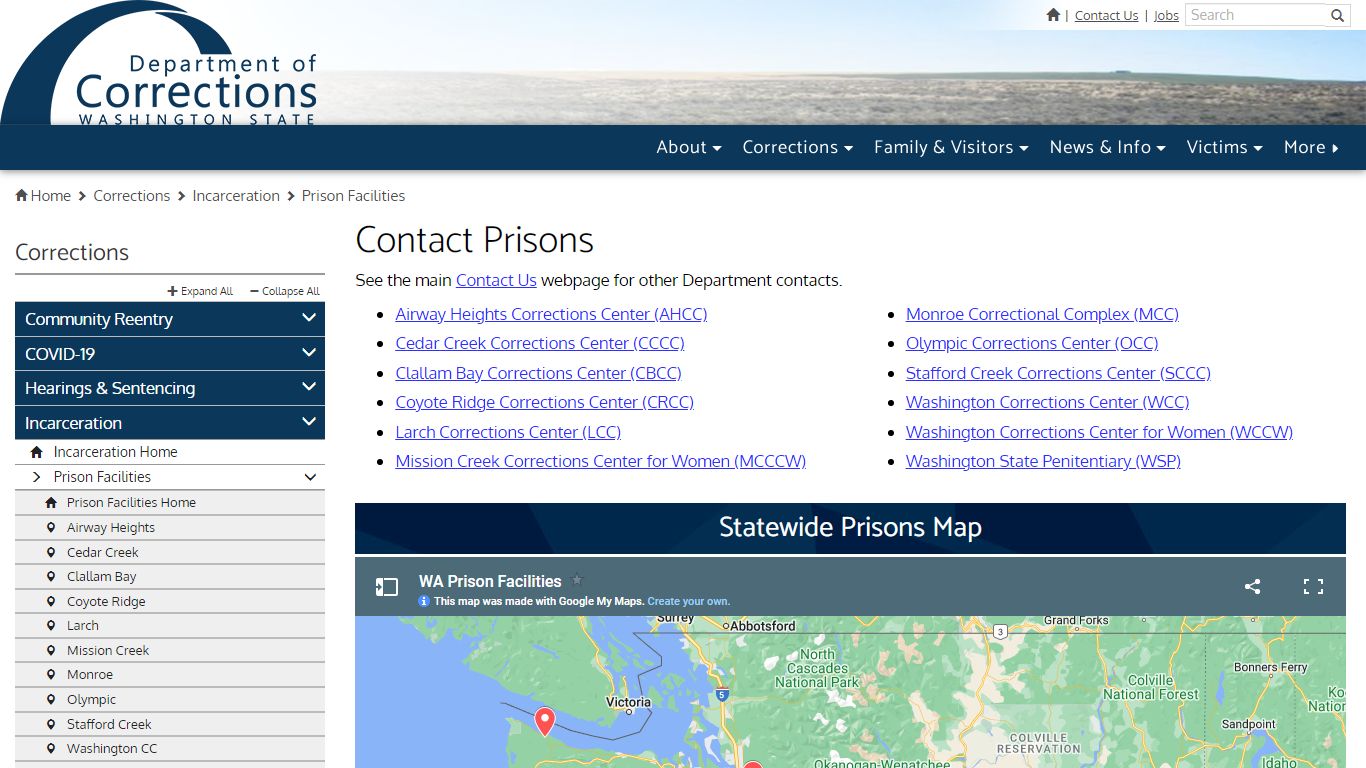 Contact Prisons | Washington State Department of Corrections